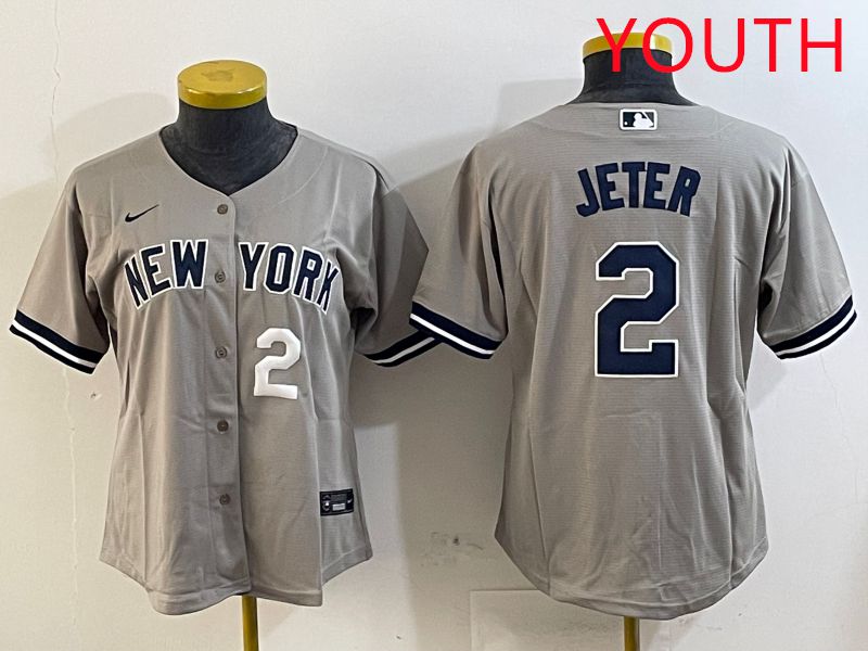 Youth New York Yankees #2 Jeter Grey Game 2025 Nike MLB Jersey style 9->youth mlb jersey->Youth Jersey